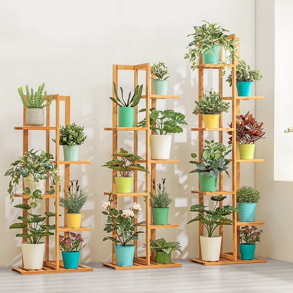Bamboo 5 / 6  Tier  Plant Stand Rack Multiple Flower Pot Holder Shelf Indoor Outdoor Planter Display Shelving Unit for Patio - Sierra Home Co.