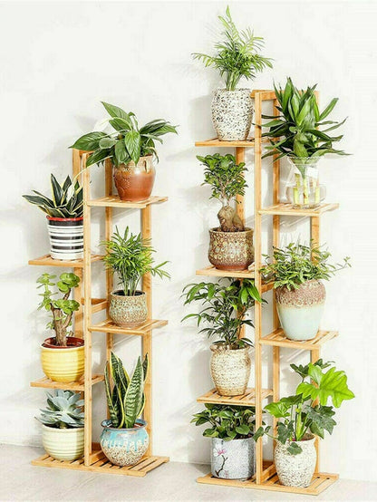 Bamboo 5 / 6  Tier  Plant Stand Rack Multiple Flower Pot Holder Shelf Indoor Outdoor Planter Display Shelving Unit for Patio - Sierra Home Co.