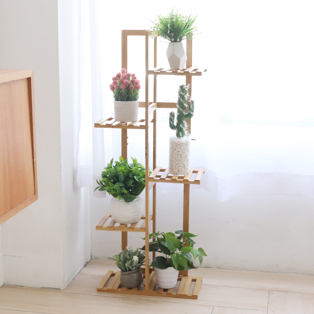 Bamboo 5 / 6  Tier  Plant Stand Rack Multiple Flower Pot Holder Shelf Indoor Outdoor Planter Display Shelving Unit for Patio - Sierra Home Co.